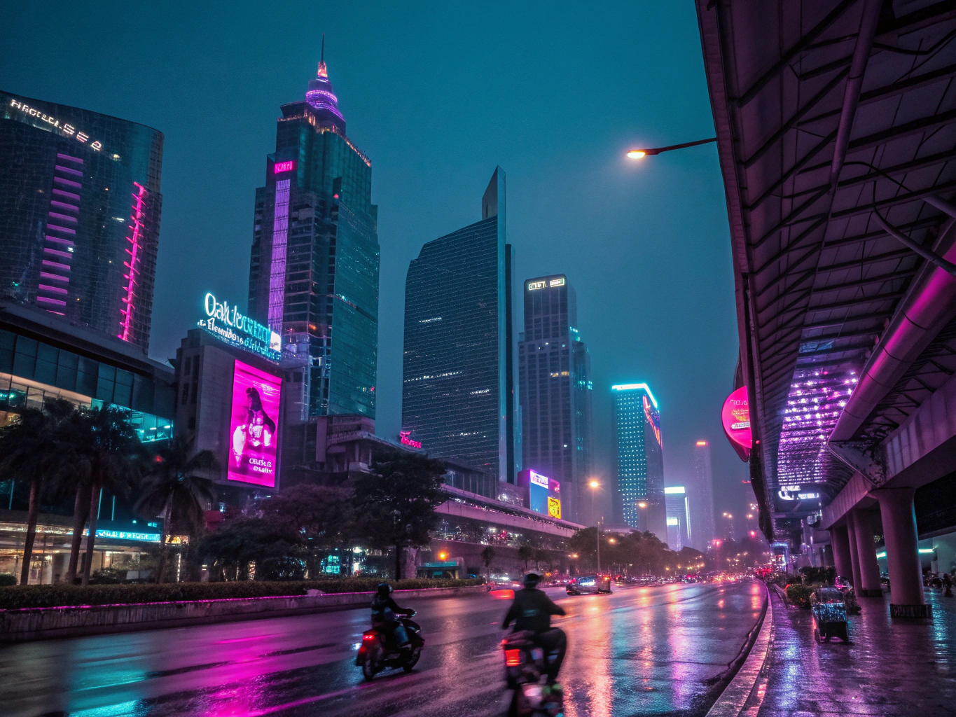 Neon Bangkok Skyline
